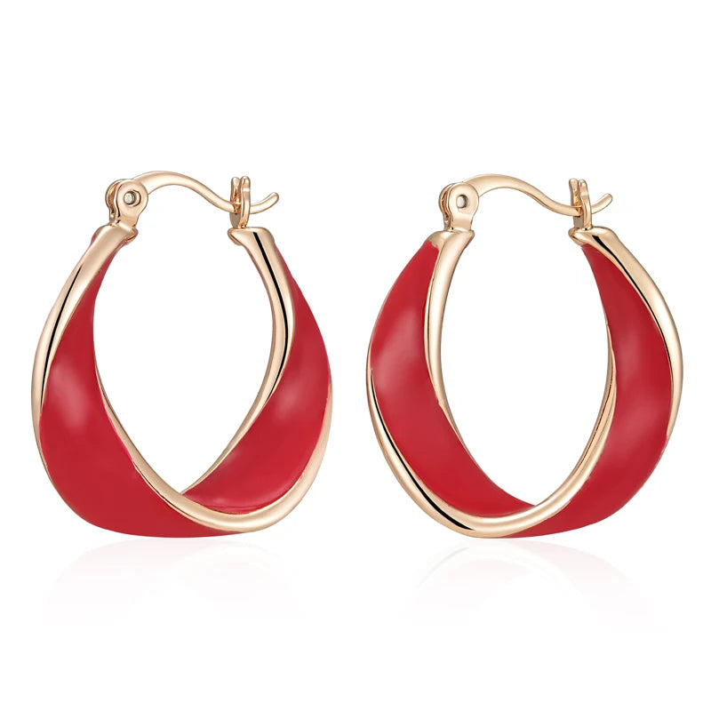 Elegantes Pendientes De Aro Esmaltados