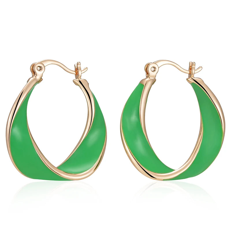 Elegantes Pendientes De Aro Esmaltados