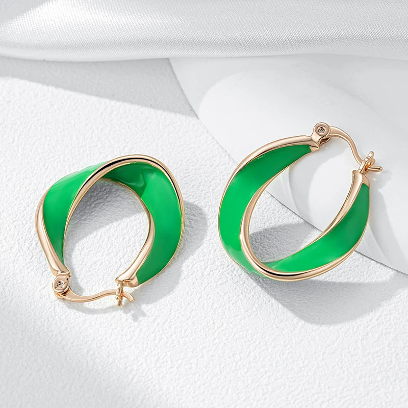 Elegantes Pendientes De Aro Esmaltados