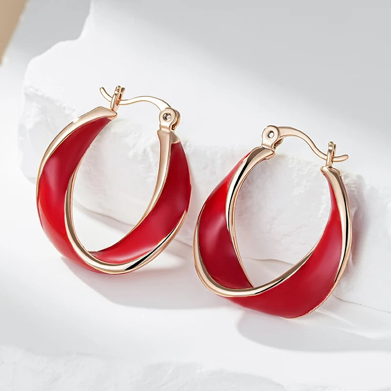 Elegantes Pendientes De Aro Esmaltados