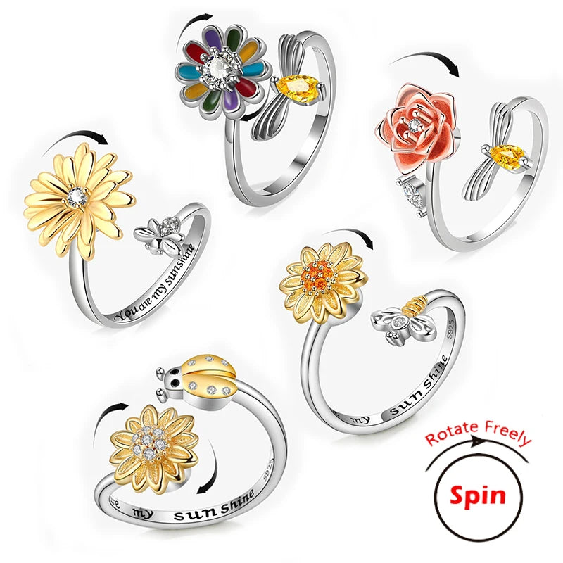 Anillo Giratorio De Girasol Antiestrés