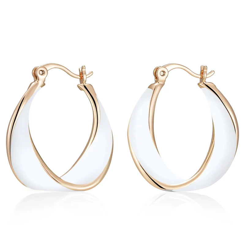 Elegantes Pendientes De Aro Esmaltados