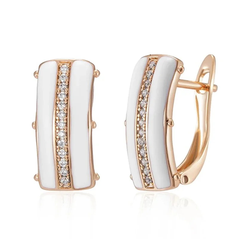 Elegantes Pendientes De Aro Esmaltados