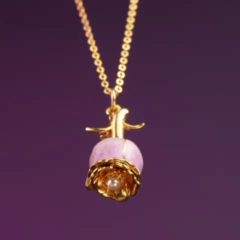 Collar con dije de Rosa púrpura y rosa