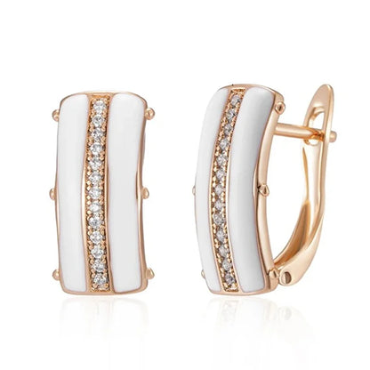 Elegantes Pendientes De Aro Esmaltados